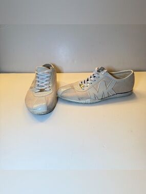 Michael Kors Off-White MK Logo Leather Sneakers